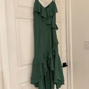 Elegant Green Ruffle Dress